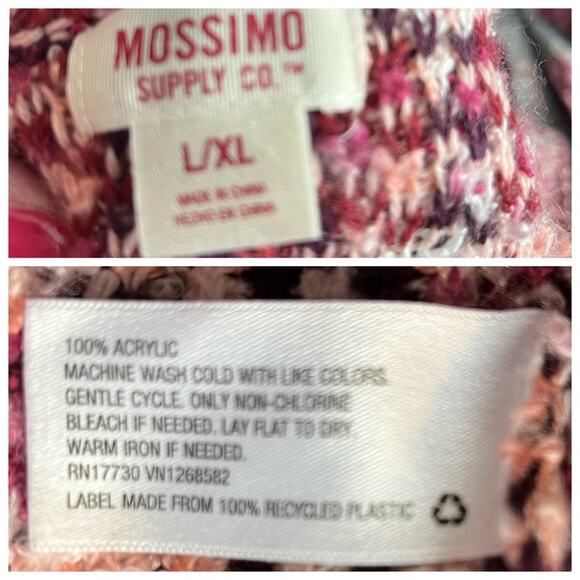 Mossimo Women's Burgundy Pink Geo Open Front Dolman Sleeve Sweater Size L/XL - Picture 9 of 10